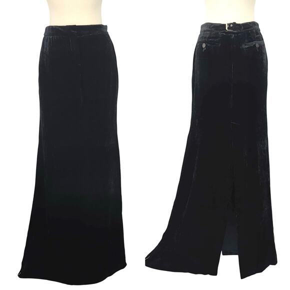 Emilio Pucci Velvet Maxi Skirt High Back Slit Black IT40 US6 NWT Made in Italy - Picture 1 of 13